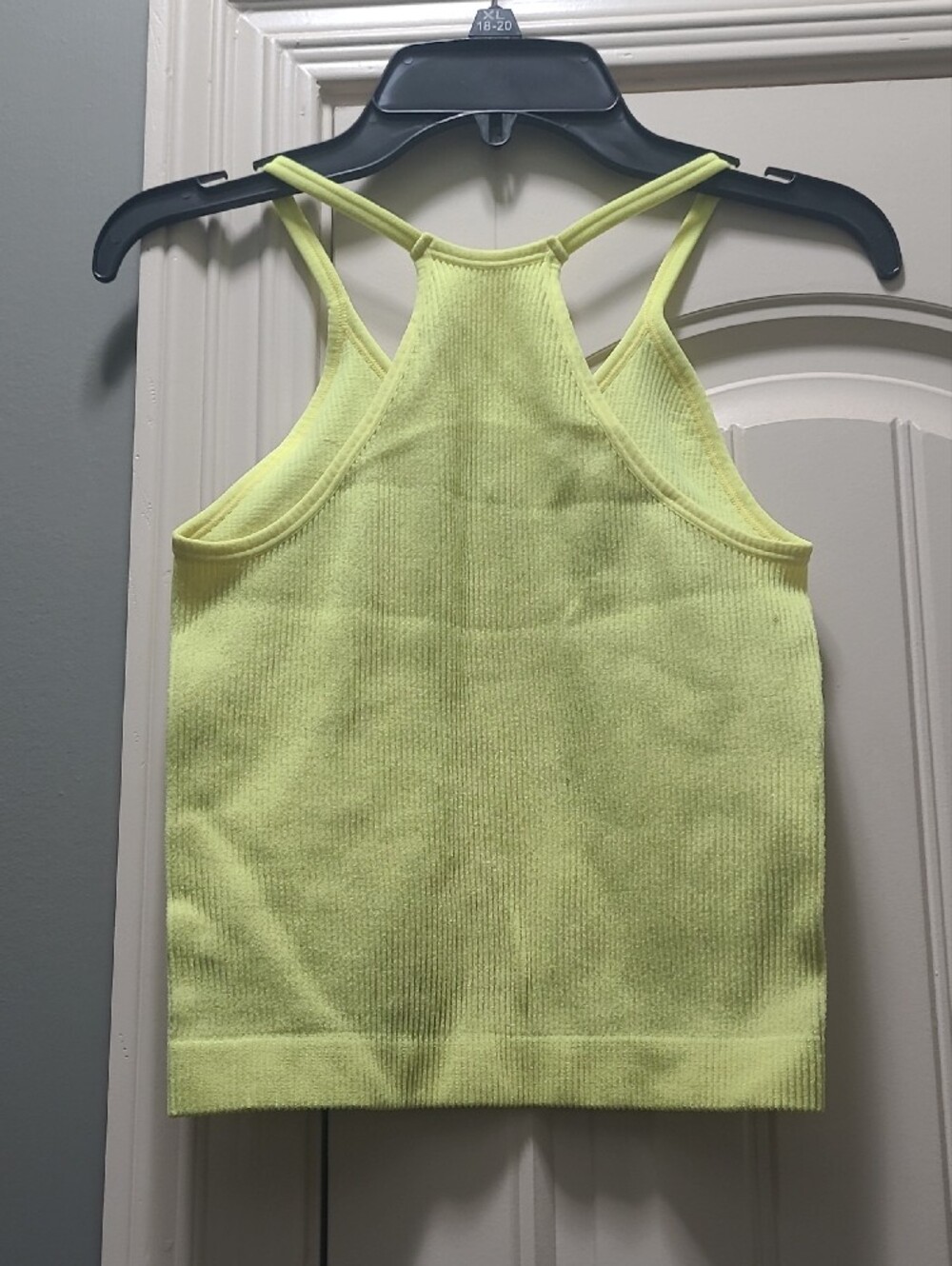Neon Yellow Ribbed Racerback Tank Top - Picture 3 of 3
